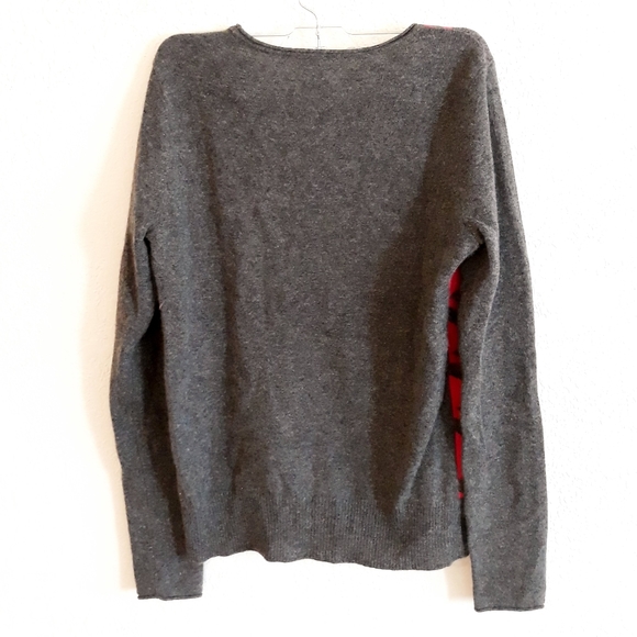 Halogen Gray Cashmere Sweater  Pink Geometric Design - Size XS Pullover Sweater - Picture 7 of 12